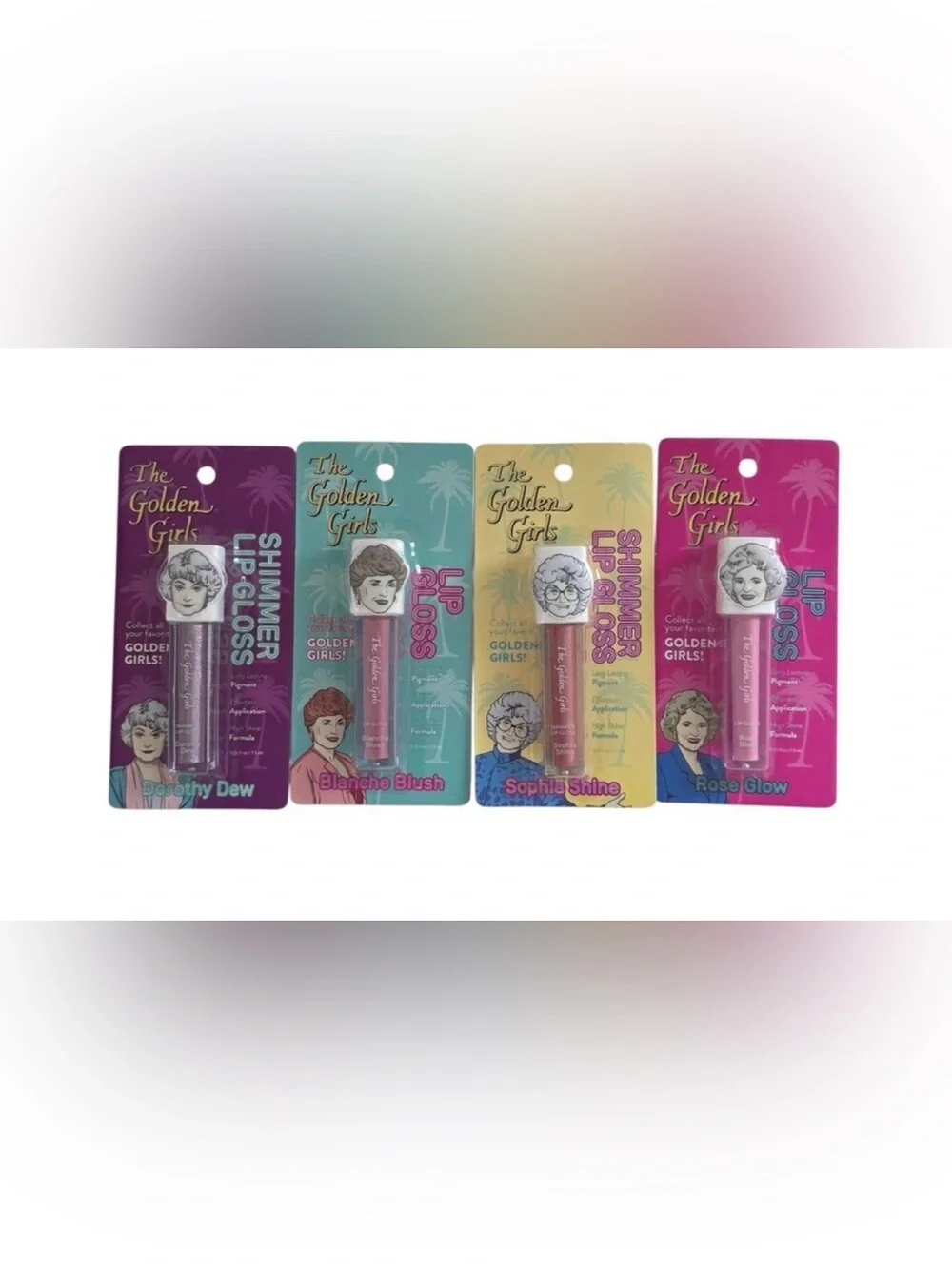 The Golden Girls Shimmer Lip Gloss Set Sophia ,Blanche ,Rose & Dorothy -Lot Of 4